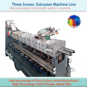Three screw plastic extruder Triple screw Tri-screw extruder machine filler master batch extruder machine