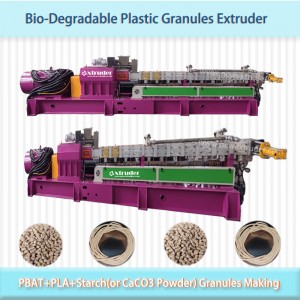 Twin screw plastic extruder Biodegradable PBAT PBS PLA with starch powder or added calcium carbonate powder